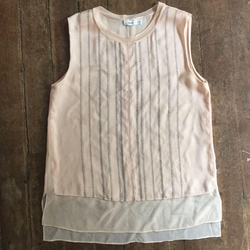 Vince Light pink tank top with black stitching